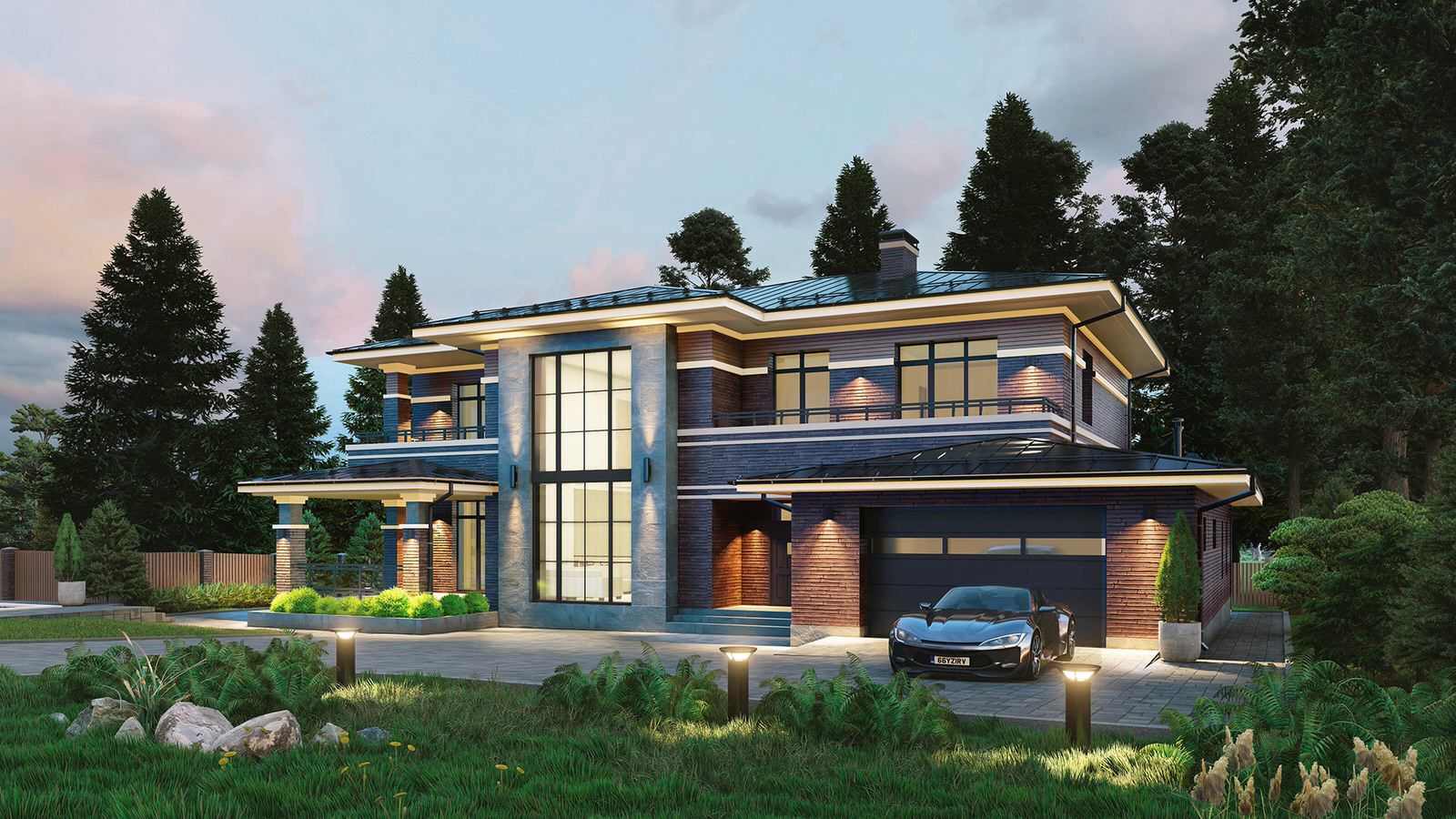 Проект дома в стиле Райта