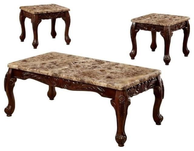 Pemberly Row 3 Piece Coffee Table Set Dark Oak Victorian Pemberly Row 3 Piece Coffee Table Set Dark Oak Victorian Sets By Homesquare