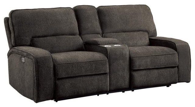 Lexicon Borneo Traditional Chenille Power Double Reclining Love Seat - Chocolate