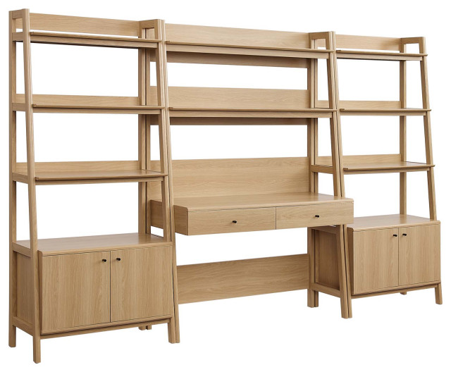 Bixby 3-Piece Wood Office Desk and Bookshelf