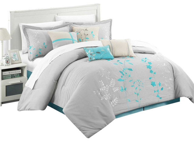 Brooke Bliss Garden 12 Piece Comforter Bed In A Bag Turquoise