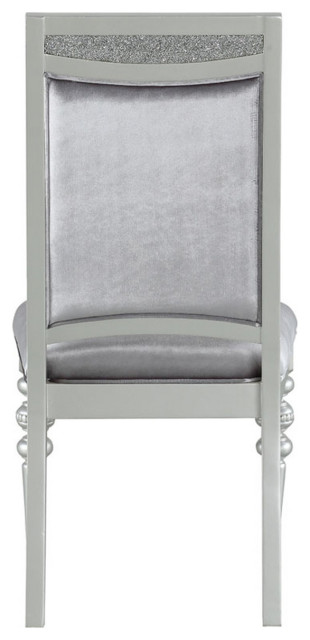 Set of 2 Upholstered Chair, Silver/Platinum Finish - Traditional ...