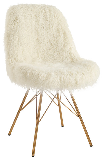 Remy Flokati Chair with Gold Metal Base