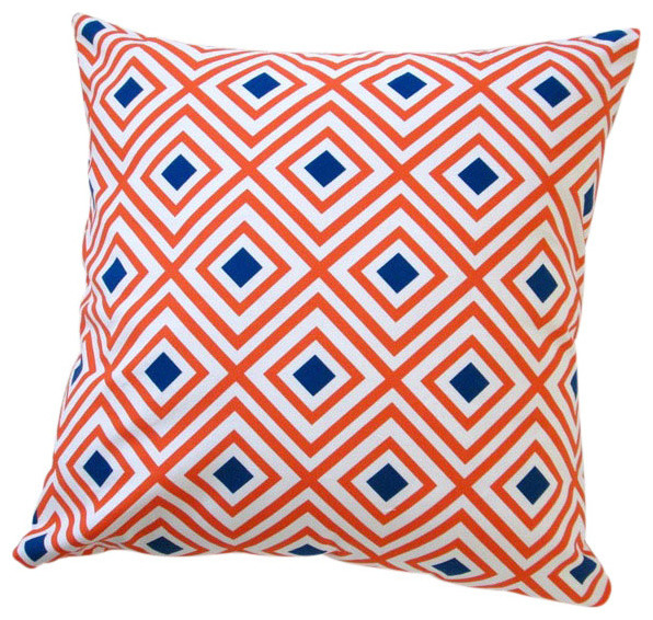 Geo Pop Diamonds Orange And Navy Indoor 20" Throw Pillow, Pillow Cover Without P