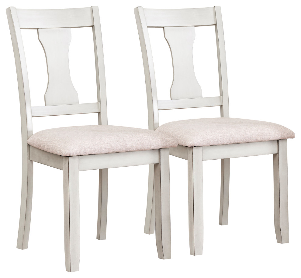 Ellsworth White Wood Upholstered Dining Chair, Set of 2 Transitional