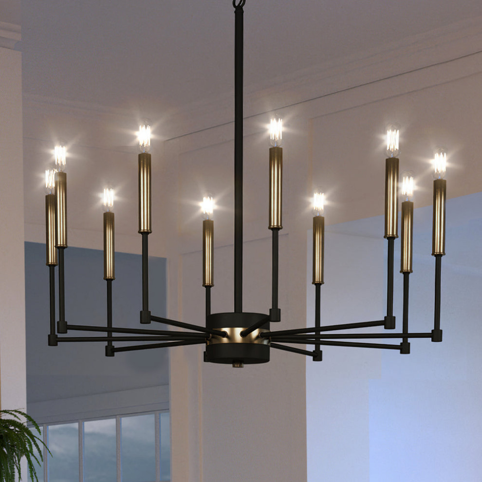 Anjo 3-Light Pendant Light - Adjustable Matte Black & Satin Brass Modern Fixture