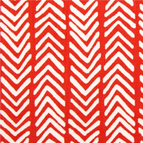 red herringbone pattern organic fabric by monaluna USA - Fabric - by
