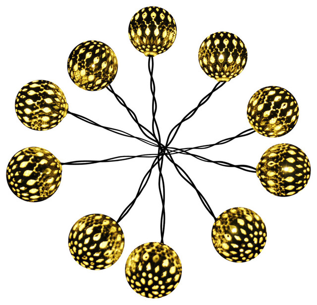 Modern Home Solar Led String Lights Moroccan Metal Globe Lanterns