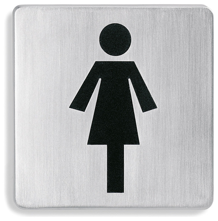 Square Stainless Steel Restroom Sign, Women