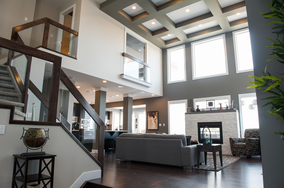 This is an example of a transitional family room in Edmonton.