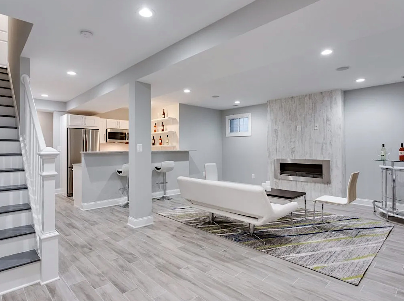Example of a trendy basement design in Dallas