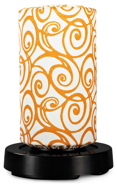Patioglo Bright White Led Outdoor Table Lamp With Orange Swirl Bright White Led Outdoor Table Lamp