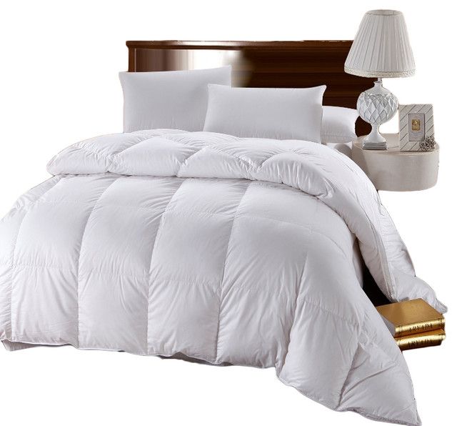 100 Cotton Solid White Down Comforter Contemporary Duvet