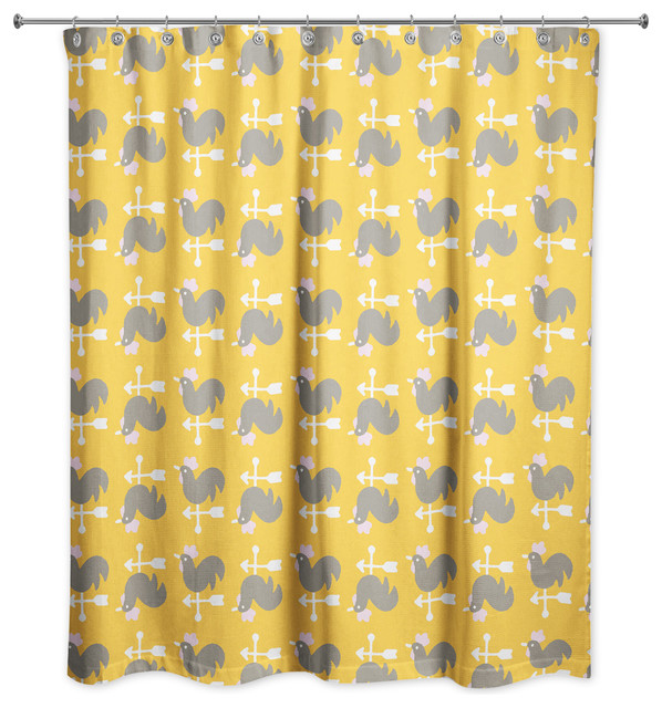Yellow Rooster Pattern Shower Curtain Farmhouse Curtains Yellow Rooster Pattern Shower Curtain Farmhouse Curtains By Designs Direct