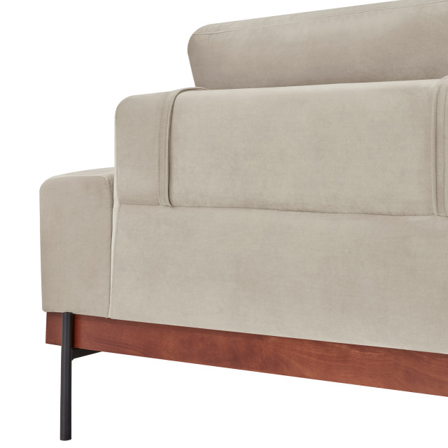 Monet 86" Mid Century Modern Beige Velvet Sofa - Midcentury - Sofas ...