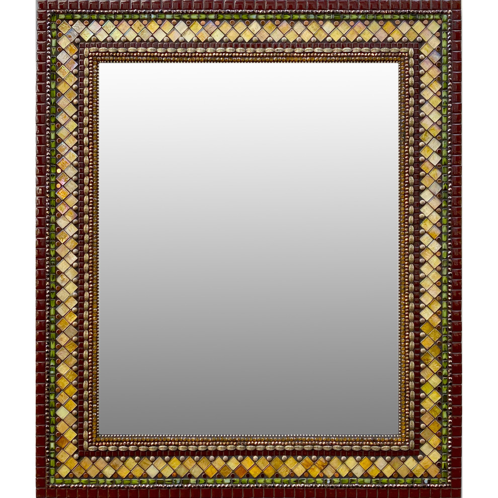 Golden Chocolate Mosaic Mirror, 24x28 Rectangle