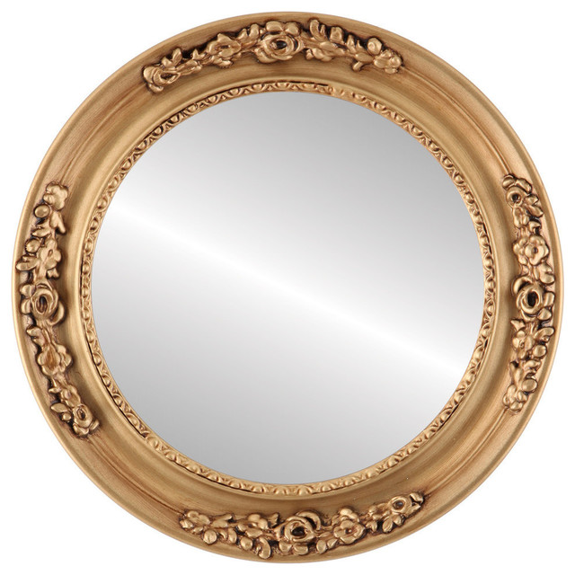 Versailles Framed Round Mirror In Gold Paint Traditional Wall Mirrors By The Oval Round Mirror Store