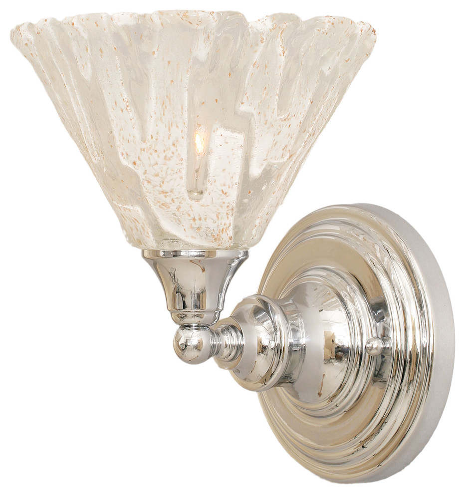 Wall Sconce In Chrome, 7" Italian Ice Glass