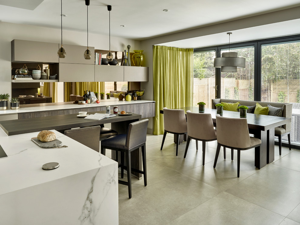 Inspiration for a contemporary eat-in kitchen in Other.