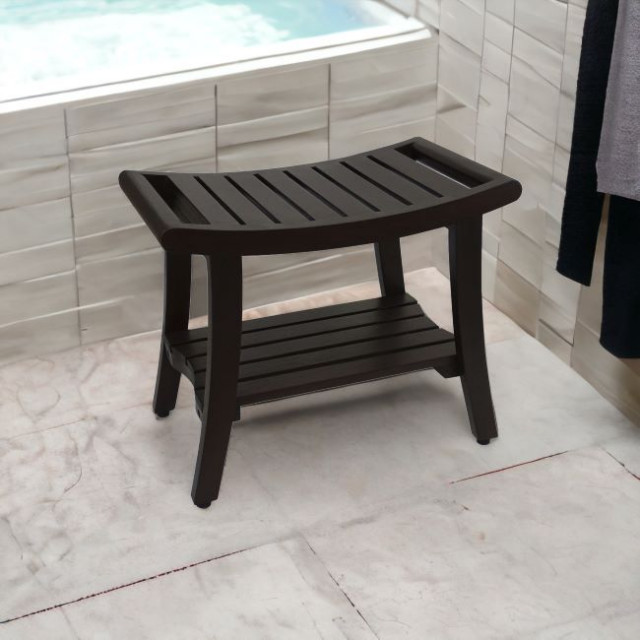 Contemporary Teak Shower Stool or Bench in Brown Finish main image 0