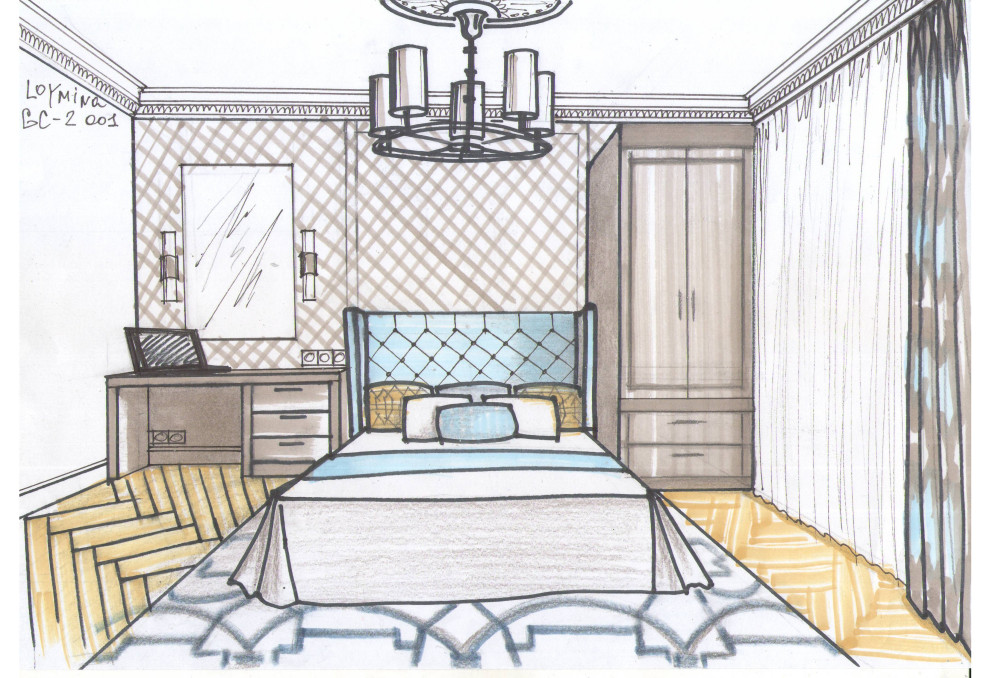 Эскиз спальни молодых.