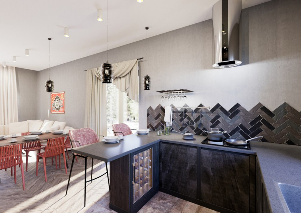 Кухня-столовая лофт