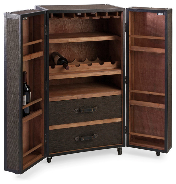 Schultz Rolling Wine Trunk Transitional And Bar Cabinets Schultz Rolling Wine Trunk