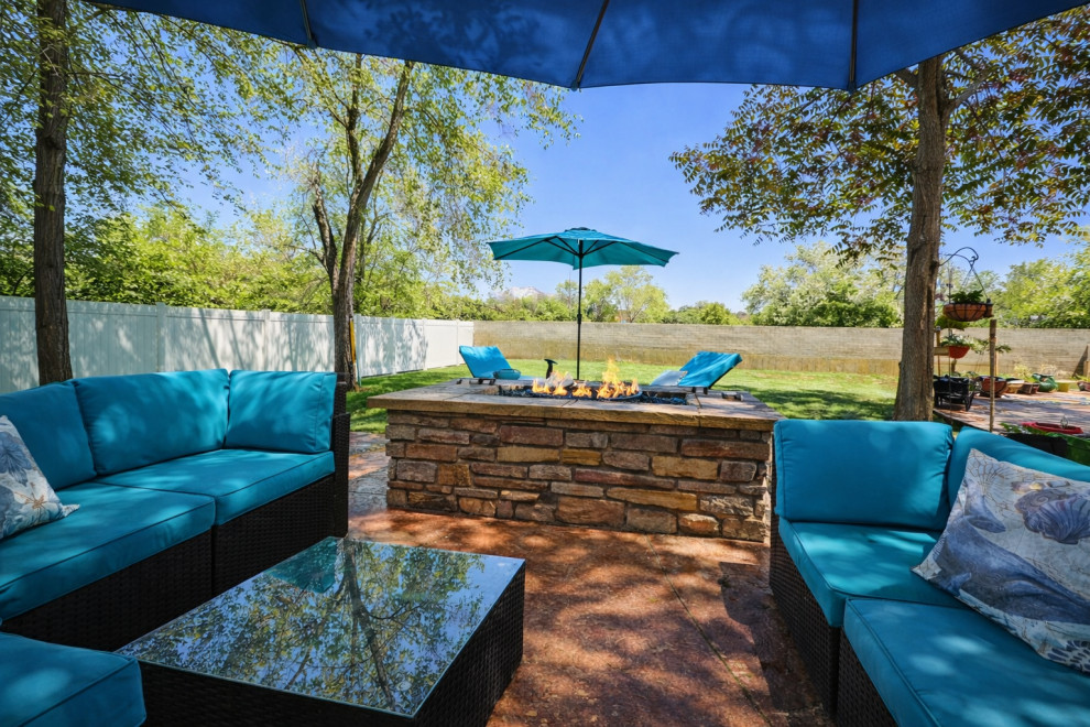 Back Yard Kitchen and Fireplace & Wood Deck
