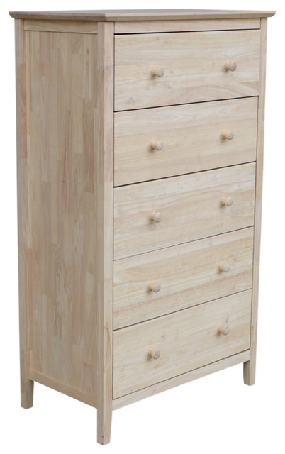 Solid Wood Dresser Chest With 5 Drawers - Transitional - Dressers - by ...