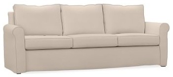 Cameron Roll Arm Grand Sofa Slipcover, Brushed Canvas Stone