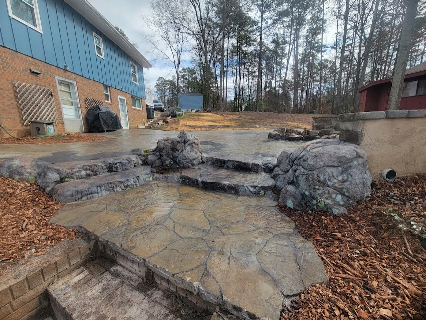 Man Made Boulder Steps-Fire Pit-Retaining Wall