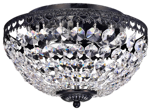 Crystal Basket Flush Mount 3 Light Chandelier Ceiling