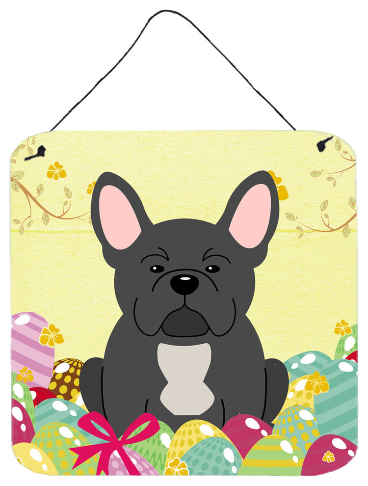 Easter Eggs French Bulldog Black Wall Door Hanging Prints Contemporary Outdoor Wall Art By The Store