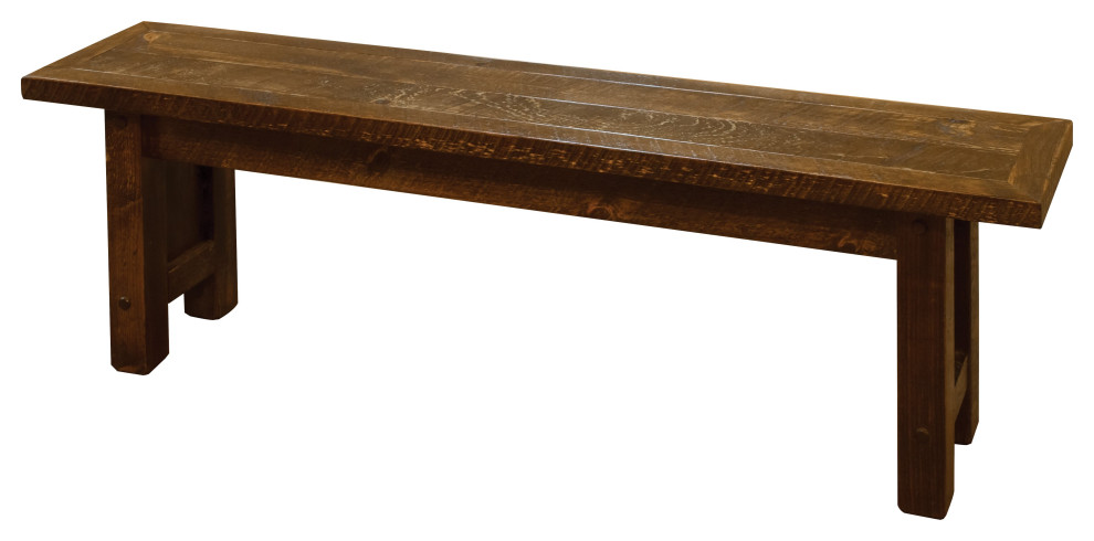 Barnwood Style Timber Peg Dining Bench, Early American, 3 Foot