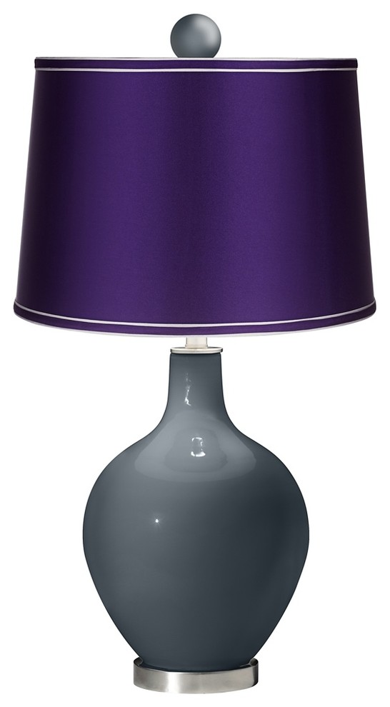 Outer Space - Satin Purple Ovo Lamp with Color Finial