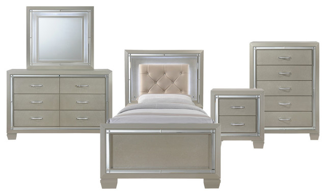 Glamour Youth Twin Platform 5-Piece Bedroom Set