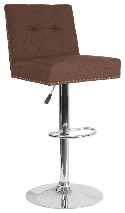 Flash Furniture Ravello Tufted Adjustable Bar Stool in Brown