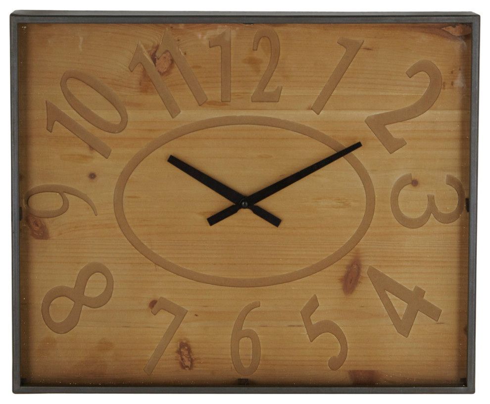 Rustic 20"x24" Square Wall Clock - Industrial - Wall Clocks - by Brimfield  & May | Houzz