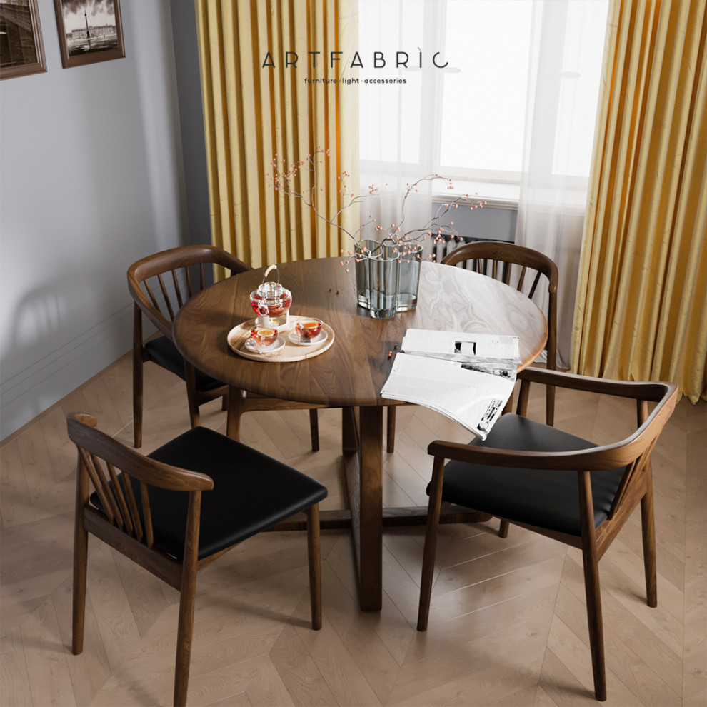 Светлая столовая с дизайнерской мебелью Artfabric