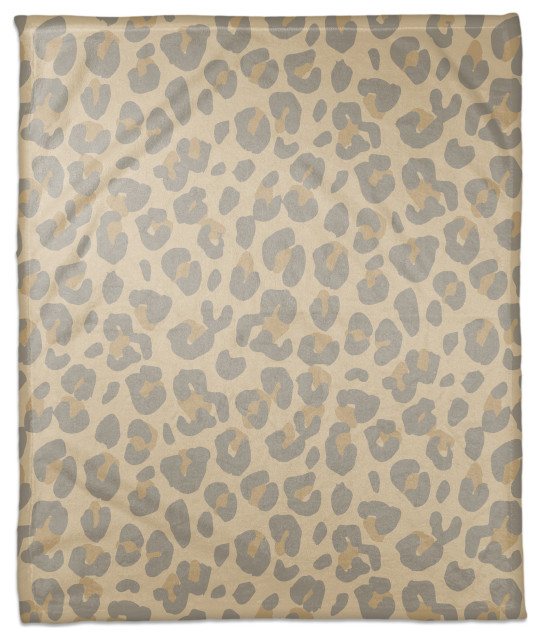 Neutral Gray Leopard 50x60 Coral Fleece Blanket