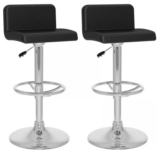 Bar Stools And Counter, Low Back Faux Leather Bar Stools