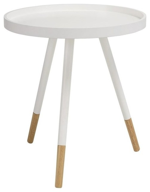 Innis Round Tray Side Table, White