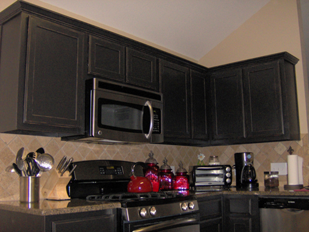 Kitchen Painted Black Distressed, Age glazed, Antiqued