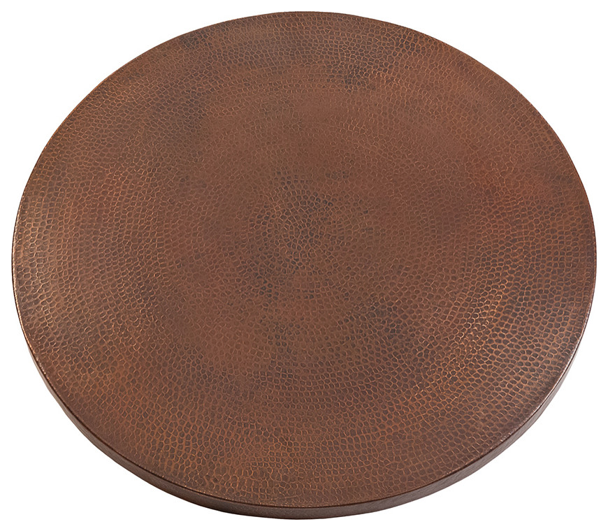 30" Round Hammered Copper Table Top Transitional Table Tops And