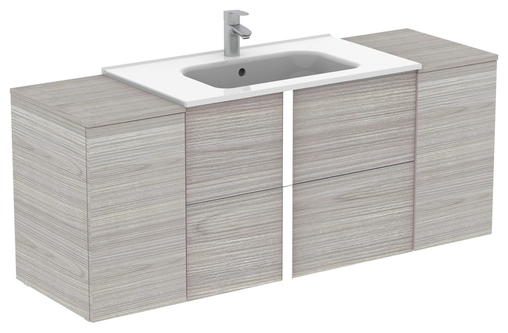 Onix Modern Wall Mounted Bathroom Vanity 56 Inches Grey 2 Drawer Cabinets Contemporary Vanities And Sink Consoles By Bath4life Houzz - Installing Wall Mounted Bathroom Vanity