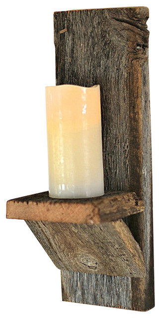 Rustic Barn Wood Candle Holders, Battery Operated Candle