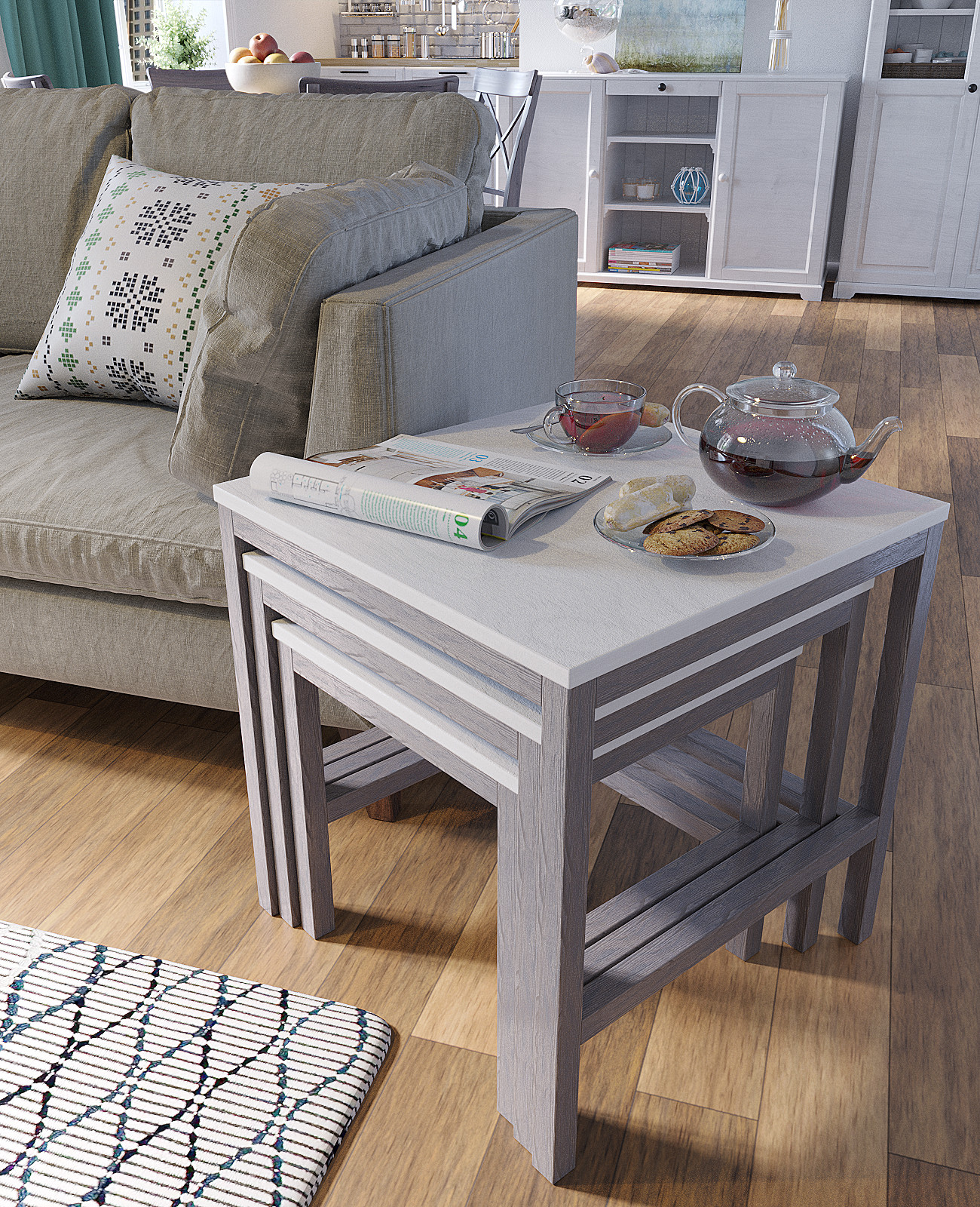 Журнальный столик "КАСКАД" 3в1 / цвет светлый