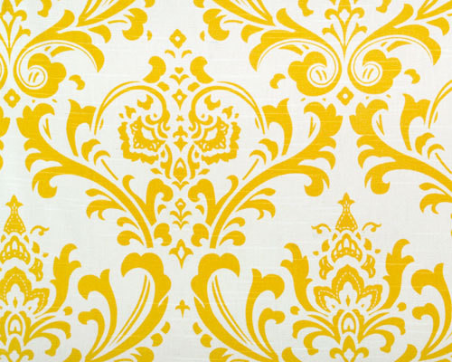 Bright Cornflower Yellow and White Traditions Damask by Home Lush
