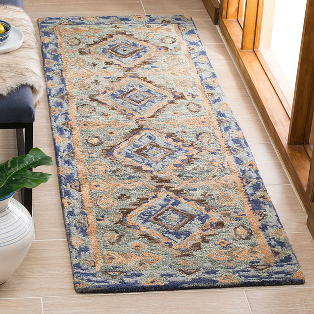 Safavieh Aspen Apn504A Rug, Blue/Beige, 2'3"x7'0" Runner Southwestern