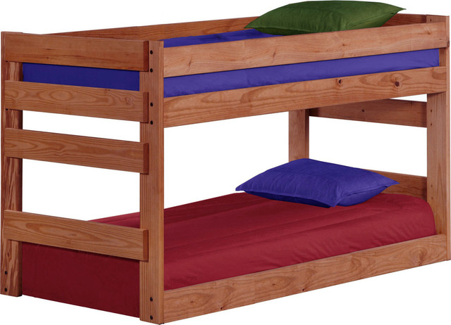 Twin Over Jr Bunk Bed Mahogany, Red Wood Bunk Beds